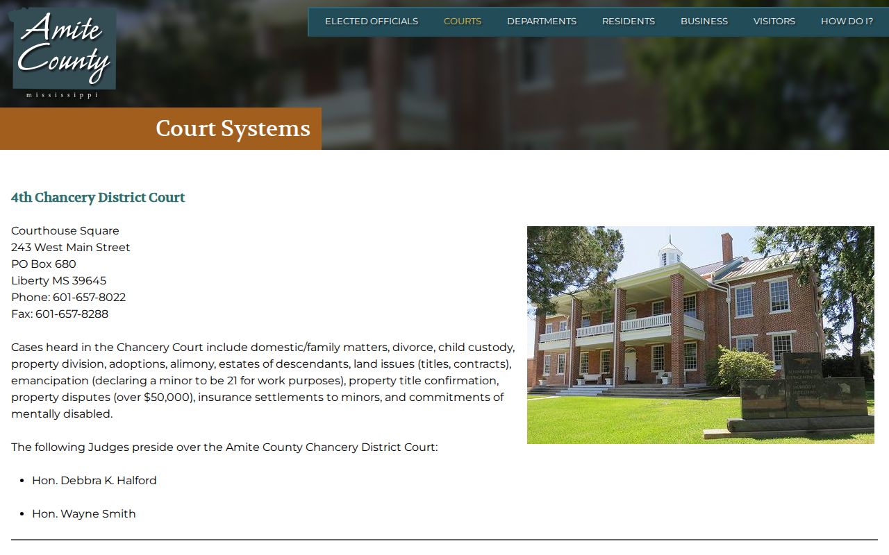 Amite County court docket court system overview
