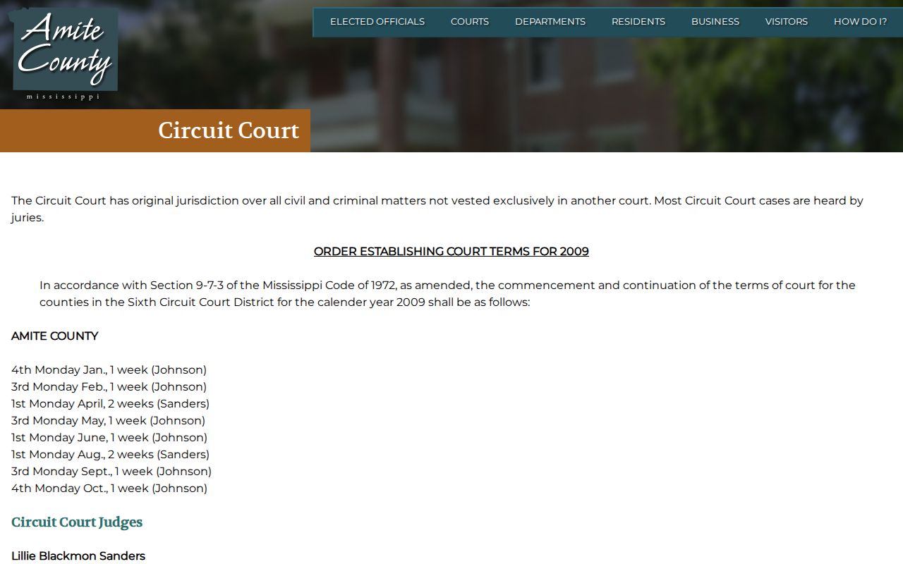 Amite County court docket Circuit Court information