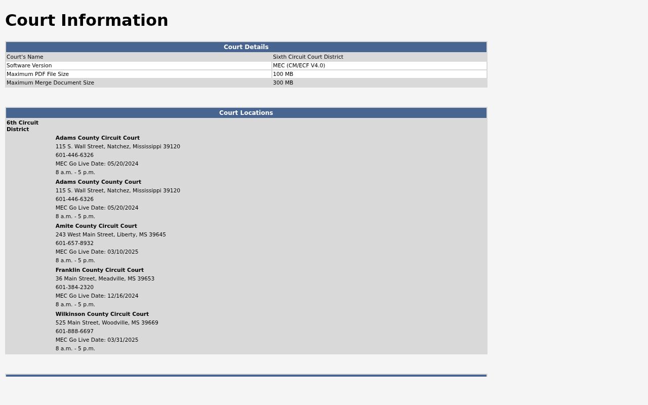 Amite County court docket Circuit MEC court information