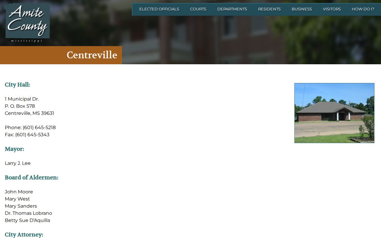 Centreville town profile for municipal court record contacts