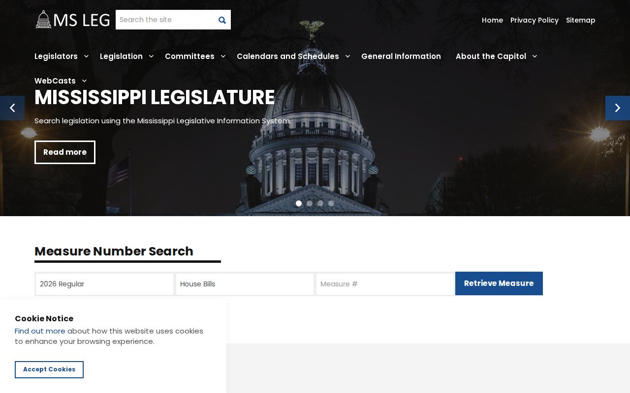 Official Mississippi Legislature portal supporting Amite County court calendar research