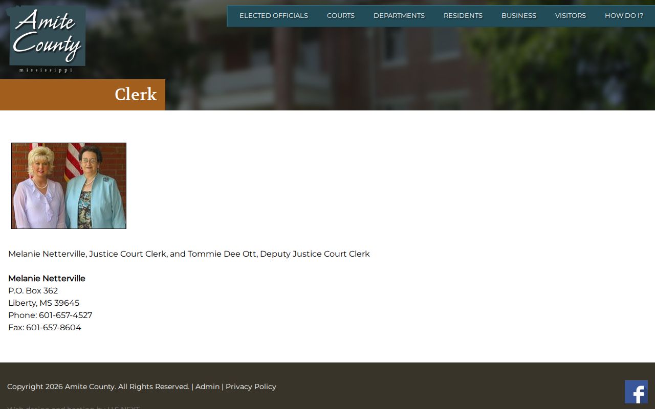 Amite County traffic court records Justice Court Clerk source page